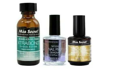 Mia Secret Xtrabond Primer Natural Nail Prep & No Lines Fill Line Eraser ~ Usa • $12.50