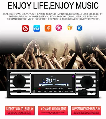 1 Din Car In-Dash MP3 USB AUX WAV FM SD Bluetooth Stereo FM Retro Radio Player • $56.16