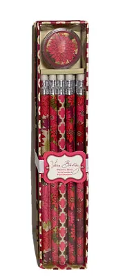 Vera Bradley Pencil Box Set Red Pink Green 10 Pencils And Sharpener Floral • $11.97