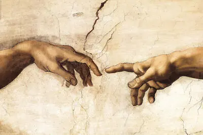 The Creation Of Man - Hands By Michelangelo Buonarotti 24 X36  Art Print Poster • $13.49