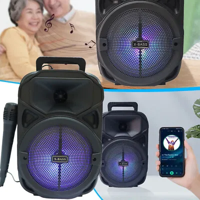 Portable Bluetooth Party Karaoke Speaker Sub Woofer Heavy Bass Sound System &Mic • £10.99