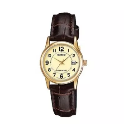 New Casio Ladies Watch LTPV002 Date Gold Case Easy To Read Water Resist With Box • $70