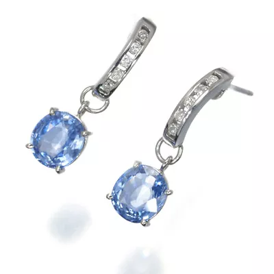 Sapphire 1.17ct/1.26ct Diamond Drop Earrings 900 Platinum • $535.57