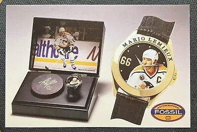 1993 Mario Lemieux Limited Edition Fossil Collectors' Watch Set Ad Post Card • $2.50