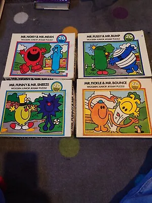 Vintage Mr Men Wooden Jigsaw Puzzle X 4 Roger Hargreaves 1979 • £16.99