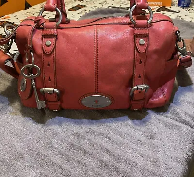 $64.99 • Buy FOSSIL  Maddox  Red Pebbled Leather Satchel Vintage