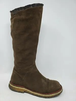 Camper Peu Boot Tall Brown Suede Zip Up Crepe Sole Womens Size 6 36 • £36.88