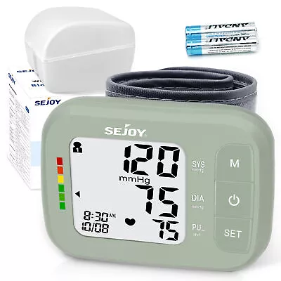 SEJOY Wrist Blood Pressure Monitor Digital Automatic Cuff BP Heart Rate Machine • £10.99