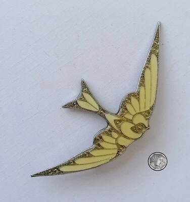 £19.99 • Buy Art Deco Bird Brooch Pierre Bex Style Enamel Faux Marcasite Vintage Jewellery 