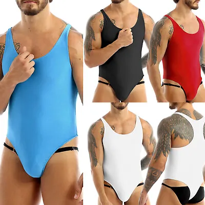 Men's One-Piece Racer Back Bodysuit Wrestling Singlet Leotard Thongs Underwear • $11.60