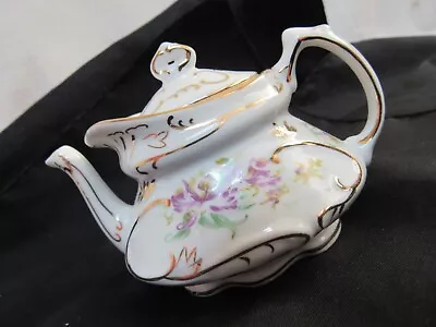 Mini Teapot Decor White Floral Purple Flower  Gold Trim W/ Box - Never Displayed • $12.88