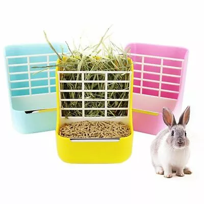£10.08 • Buy 2 In 1 Rabbit Guinea Pig Hay Feeder Less Wasted Pet Feeding Rack Feeding Bowl
