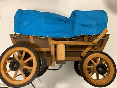 $28 • Buy Vintage Wooden Western Covered Wagon Stagecoach NIGHT LIGHT LAMP WORKS Made USA