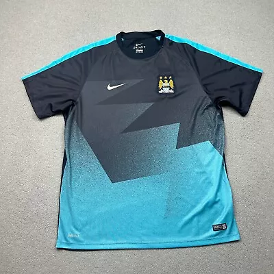 Manchester City Shirt Mens 2XL XXL Blue Nike Soccer Futbol 2021 Pre Match Jersey • $38.99