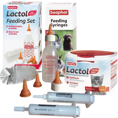£16.49 • Buy Beaphar Lactol 250g Kitten Kitty Milk Bottle 2pk Feeding Syringes Whelping Kit 