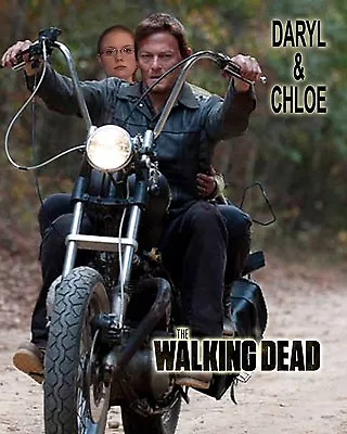 Your Picture On A Custom T Shirt With Daryl Dixon! Walking Dead Motorcycle • $24.99