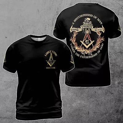 Customize Name Number Lodge Masonic Freemasonary T-shirt S-5XL • $16.23