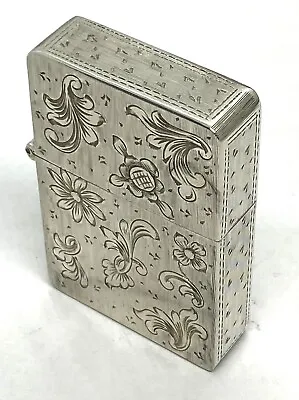 Vintage Italy 800 Silver Hand Carved 6 Sided Ligter Zippo Insert • $195