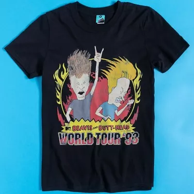 Official Beavis And Butt-Head World Tour '93 Black T-Shirt • £22.99