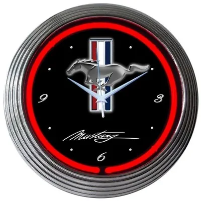 Ford Mustang Car Garage Neon Clock 15 X15  • $85.99