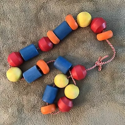 Vintage Play Skool/ Fisher Price 2sets Wooden Beads Of Various Colors And Shapes • $10