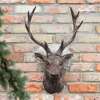 Wall Mounted Stag Head Deer 47cm Sculpture Large Vintage Reindeer Ornament Xmas • £26.99
