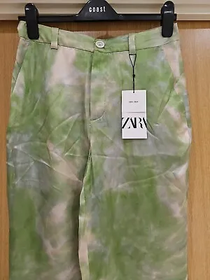 Zara Tie Dye Trousers Limited EditionZara Mulberry Silk Tie-dye Trousers Green • £49.99