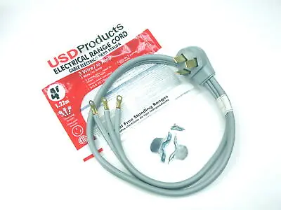 Range Oven Electric Power Cord 3 Prong Wire 40 Amp 4' Foot  Heavy Duty • $18.37