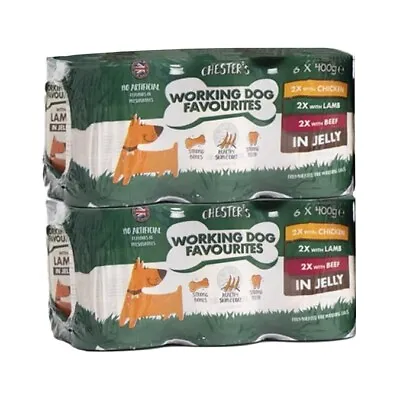 Chester's Working Dog Favourites In Jelly Wet Dog Food Cans Pack  (12 X 400g) • £17.99