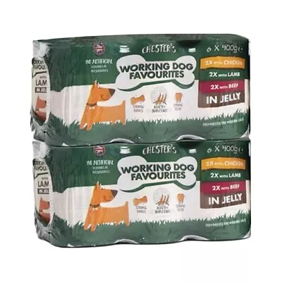 Chester's Working Dog Favourites In Jelly Wet Dog Food Cans Pack  (24 X 400g) • £29.89