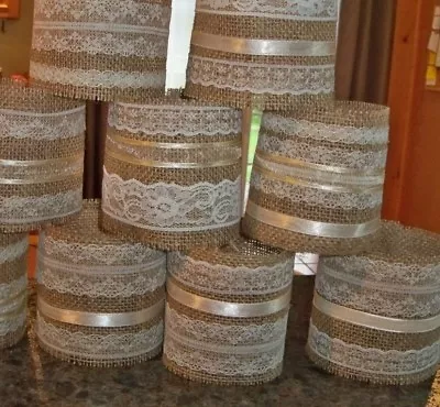 6 Burlap Mason Jar Sleeves DIY Wedding Decorations Rustic Wedding Ivory • $26