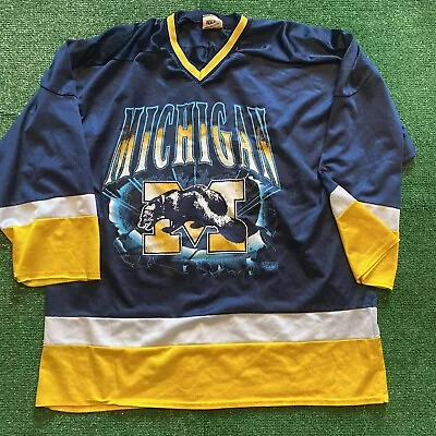 Vintage Super Rare Michigan Wolverines Hockey Jersey Size Large • $64.99