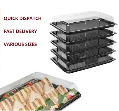 £10.93 • Buy Black Sandwich Platters + Lids Ecofriendly & Reusable Cakes Buffet Party Display