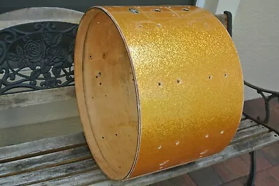 70s SLINGERLAND 22  GOLD SPARKLE AVANTE BASS DRUM SHELL For YOUR DRUM SET Q685 • $224.95