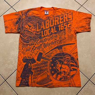 Vintage Laborers Local 1652 Florida Workers LiUNA All Over T-Shirt L AOP Union • $29.95