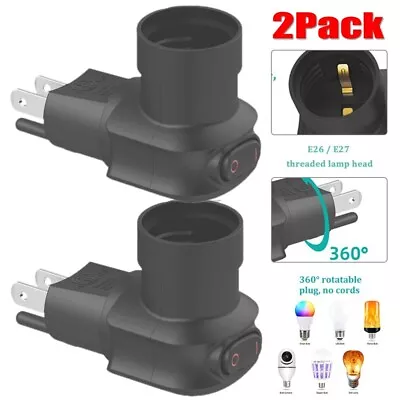 2Pack 360° Plug In Light Socket Outlet To Light Bulb 3-Prong E27 Socket Adapter • $13.96