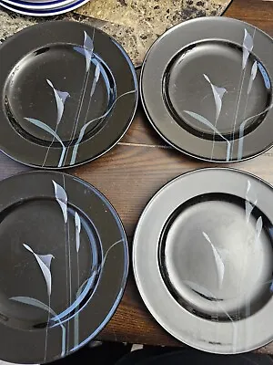 Mikasa Galleria Opus Black FK 701 9  Appetizer Plates Set Of 4 • $22.95