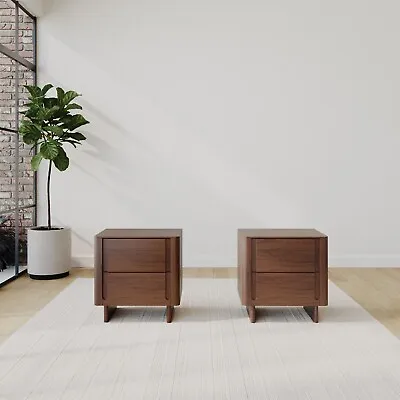 Dark Wood Pair Of Bedside Tables - Emile Sustainable Furniture BUN/EML004/87485 • £305.89