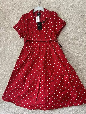 Torrid Disney Minnie Mouse Red Polka Dot Retro Rockabilly Swing Dress Size 12 • $89.99