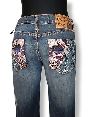 Christian Audigier Distressed Von Dutch Ed Hardy Limited Ed Y2k Women's Jeans 26 • $212