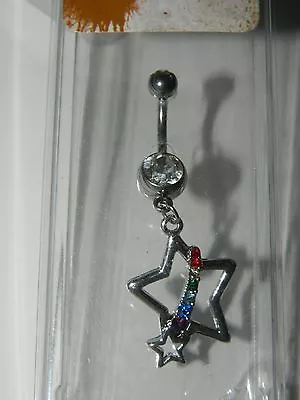 NWT MORBID METALS Silver RAINBOW PRIDE STAR Belly Navel Ring BODY JEWELRY* New • $9.99