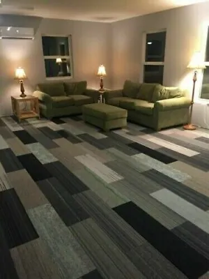 20 X MIX PLANK Carpet Tiles Heavy Duty Office Home Shop Flooring Floor - 5SQM • £32.99