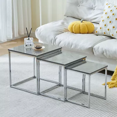 Nest Of 3 Nested Nesting Tables Side End Coffee Table Wooden For Living Room • £49.99