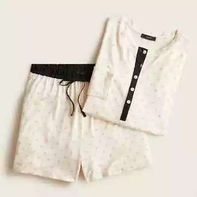 J Crew Pajama Short SET Womens Size SMALL S Eco Dreamiest Henley Ivory NEW • $42.93