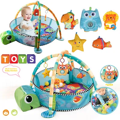 3 In 1 Turtle Baby Gym Activity Play Floor Mat W/ Ball Pit & Toys Babies Playmat • £24.90