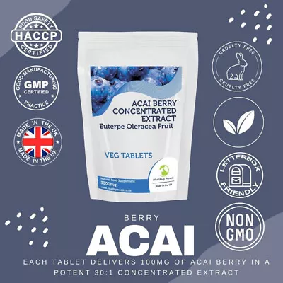 Acai Berry Extract 3000mg X60 Tablets - High Potency Antioxidant Energy Boost & • £6.60