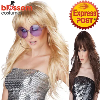 W558 70s Fever Long Wig 1970s 1980s Disco Costume Retro Party Hair Celebrity • $17.34