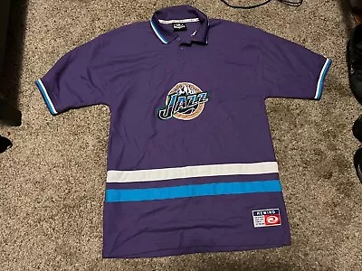 Utah Jazz Purple Rewind Vintage Button Up Jersey Stitched XL • $32