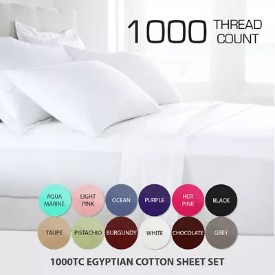 1000TC LUXOR Egyptian Cotton Flat Fitted Sheet Set Single/Double/Queen/King Size • $67.50