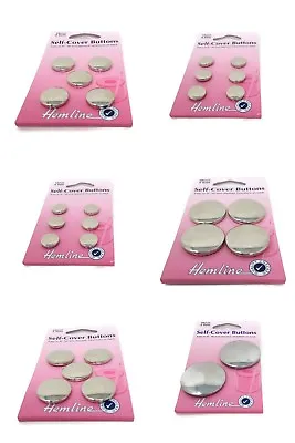 Self Cover Buttons Hemline - Silver Metal Top -  No Tool Required Choice Of Size • £3.50